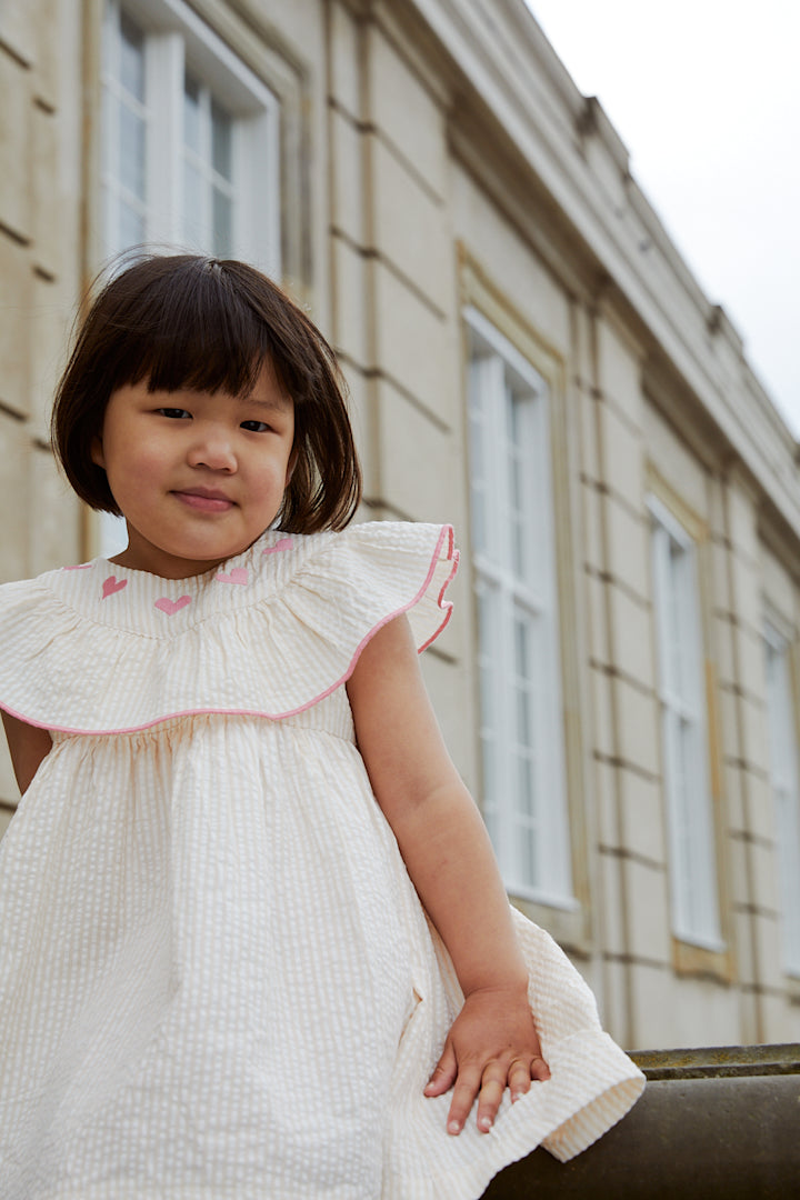 Copenhagen Colors, Seersucker Dress w Heart, Dusty Rose