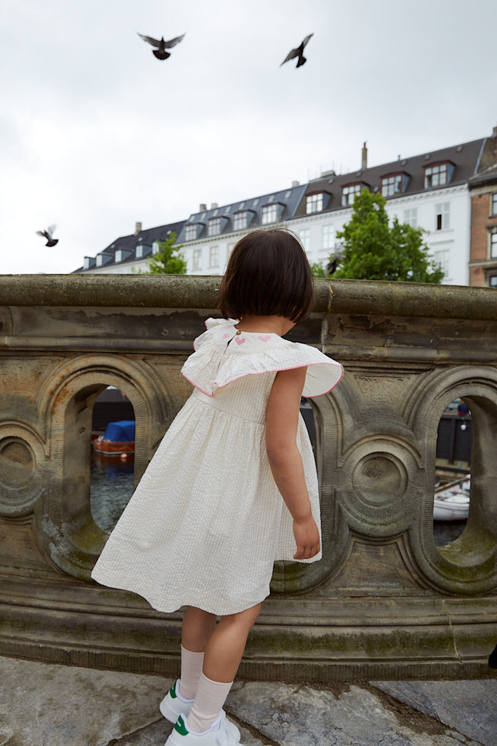 Copenhagen Colors, Seersucker Dress w Heart, Dusty Rose