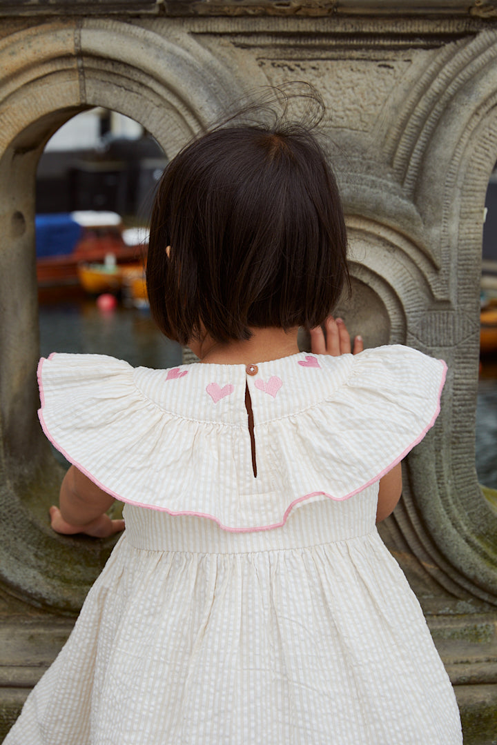 Copenhagen Colors, Seersucker Dress w Heart, Dusty Rose