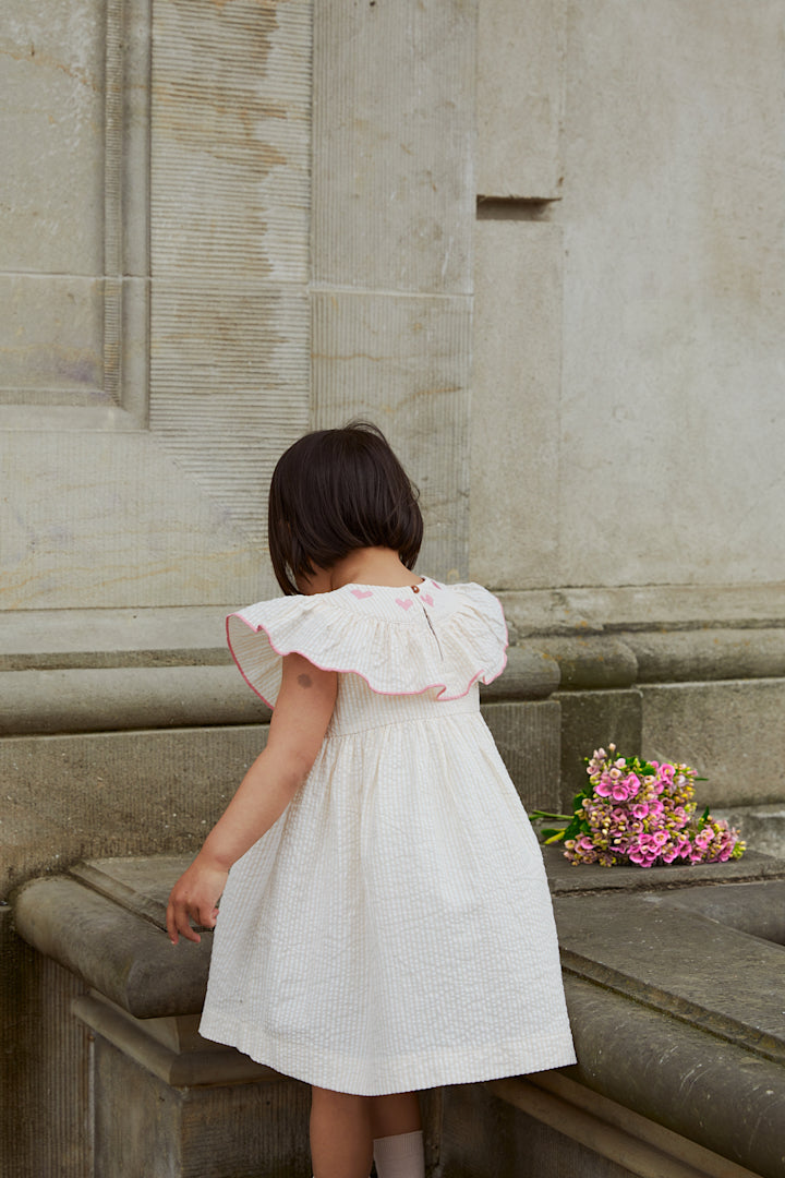 Copenhagen Colors, Seersucker Dress w Heart, Dusty Rose