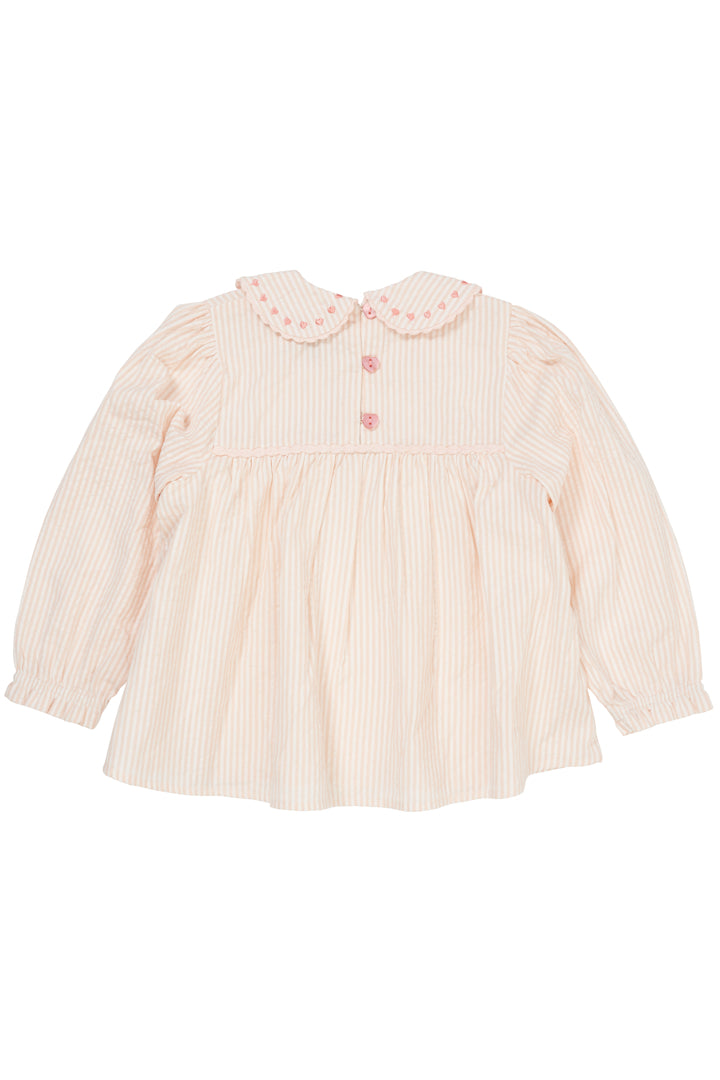 Copenhagen Colors, Seersucker LS Tunic w Hearts, Dusty Rose