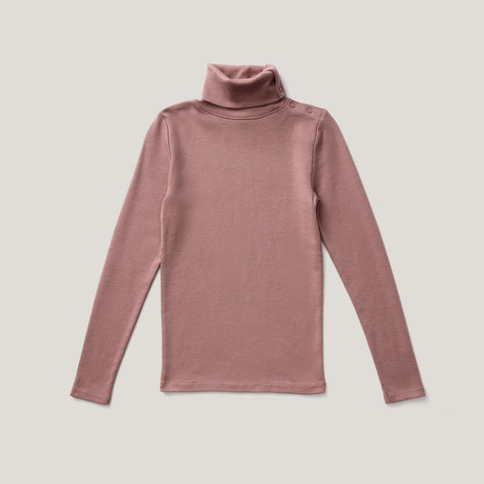 Snap Turtleneck, Cherry. 100% Organic Pima Cotton