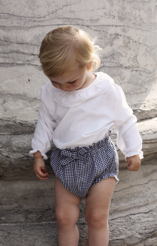 Bloomer with Bow, Snow white and Navy blue