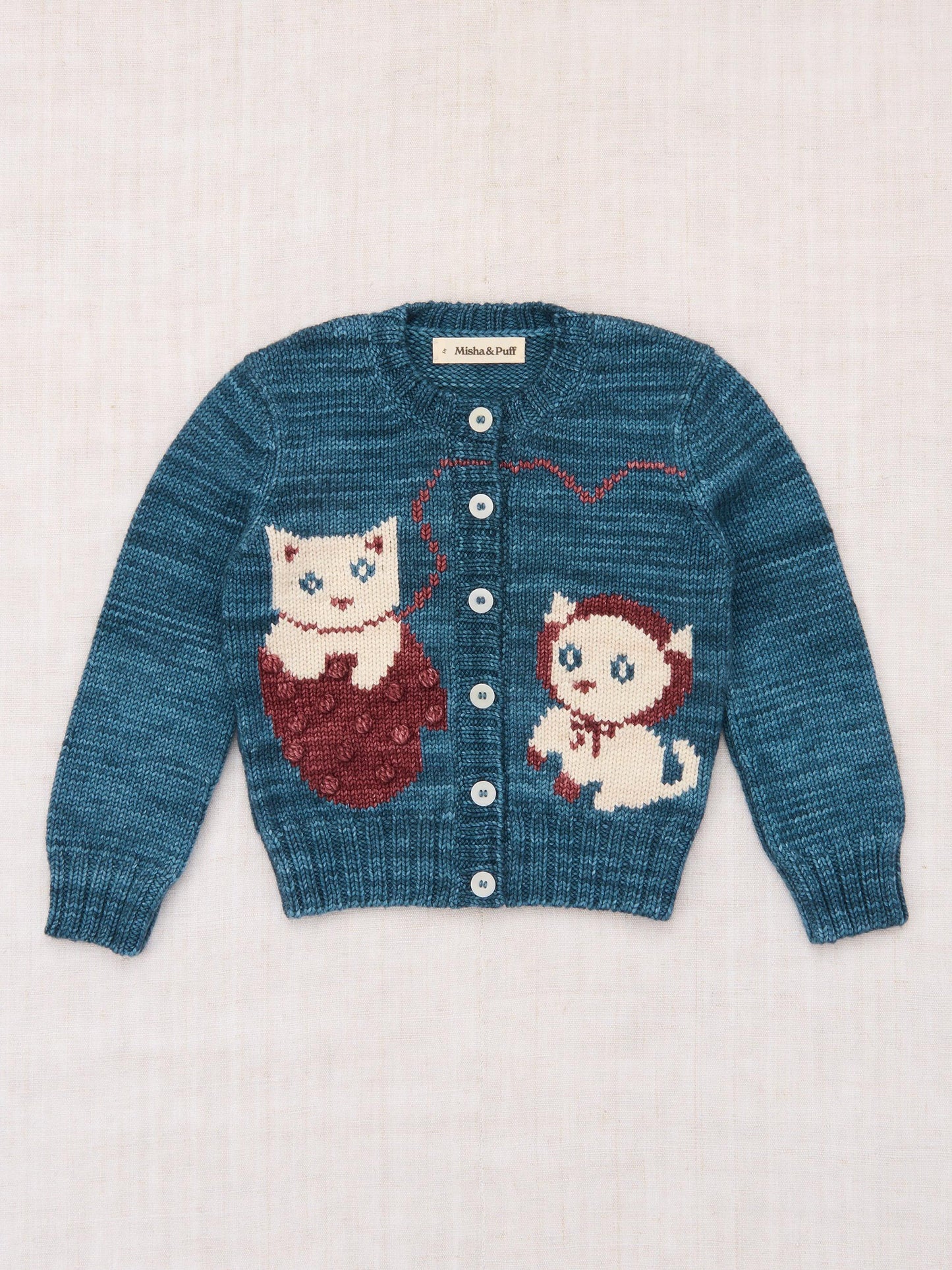 Three Little Kittens Cardigan, Blue Smoke
