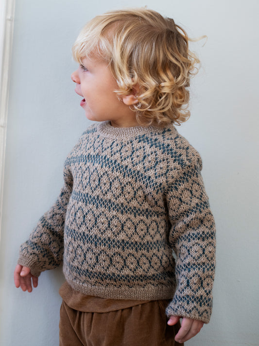Alpaca Pattern Sweater, Dark Reef, 100% Baby Alpaca