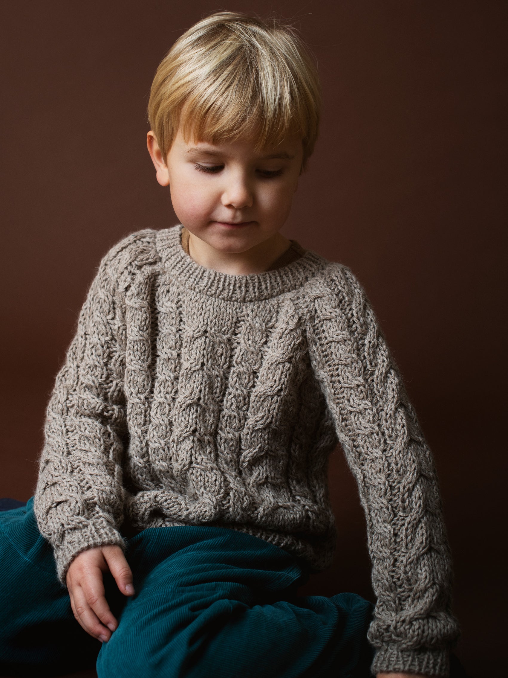 Classic Cable Knit, Handknitted, Sand, 100% Baby Alpaca