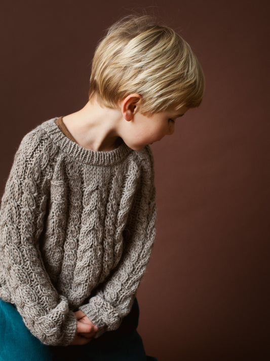 Classic Cable Knit, Handknitted, Sand, 100% Baby Alpaca