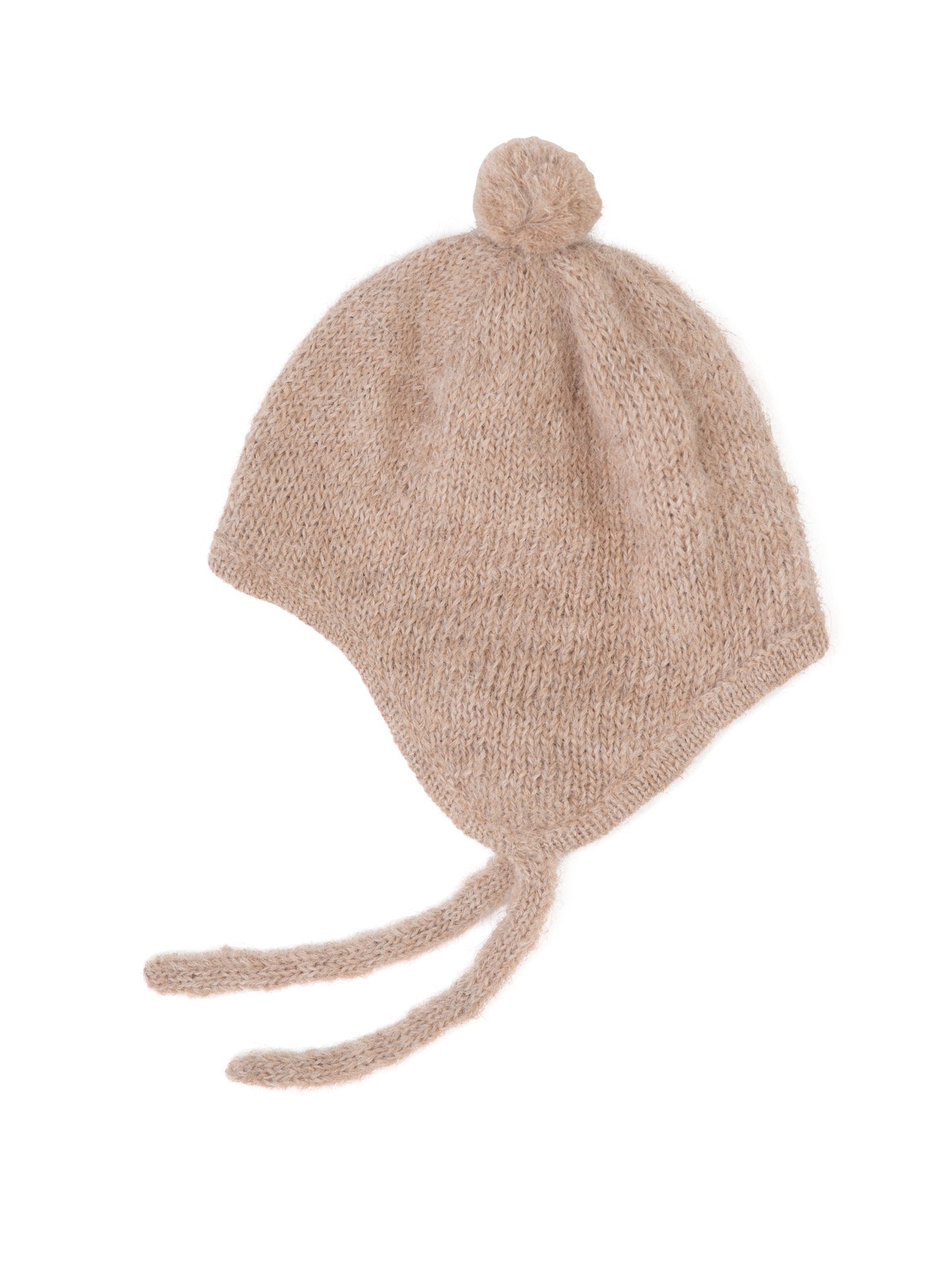 Baby Alpaca Suri Bonnet, Beige. 100% Alpaca Wool