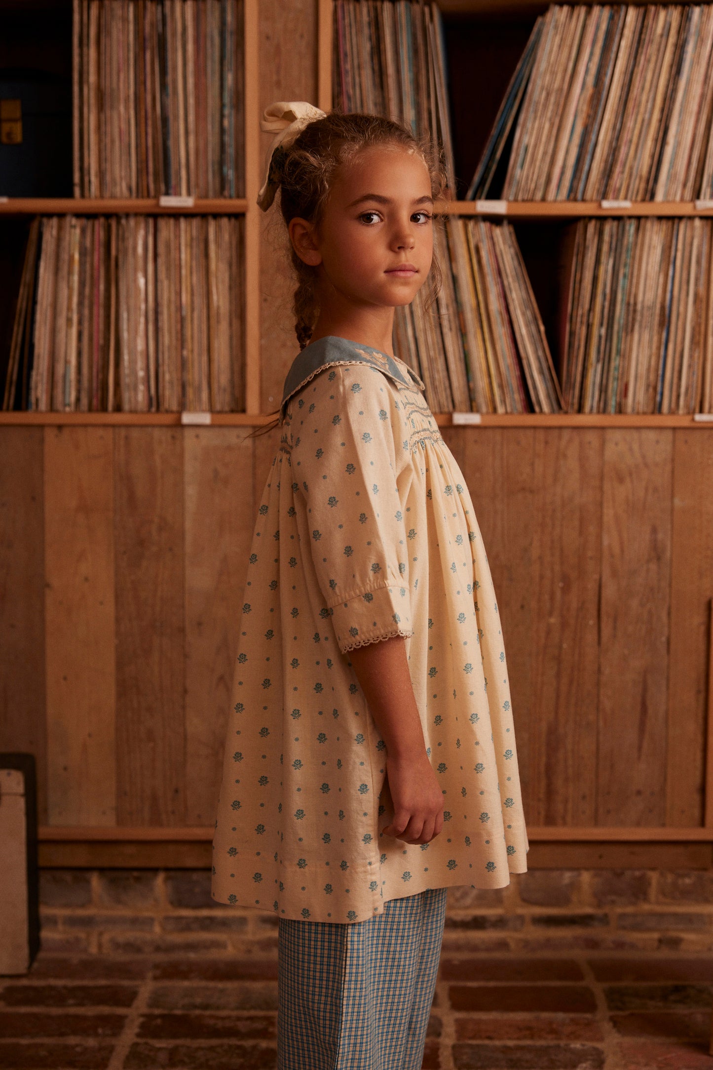 Willow Smock Shift Dress, Meadow Calico, Cashew
