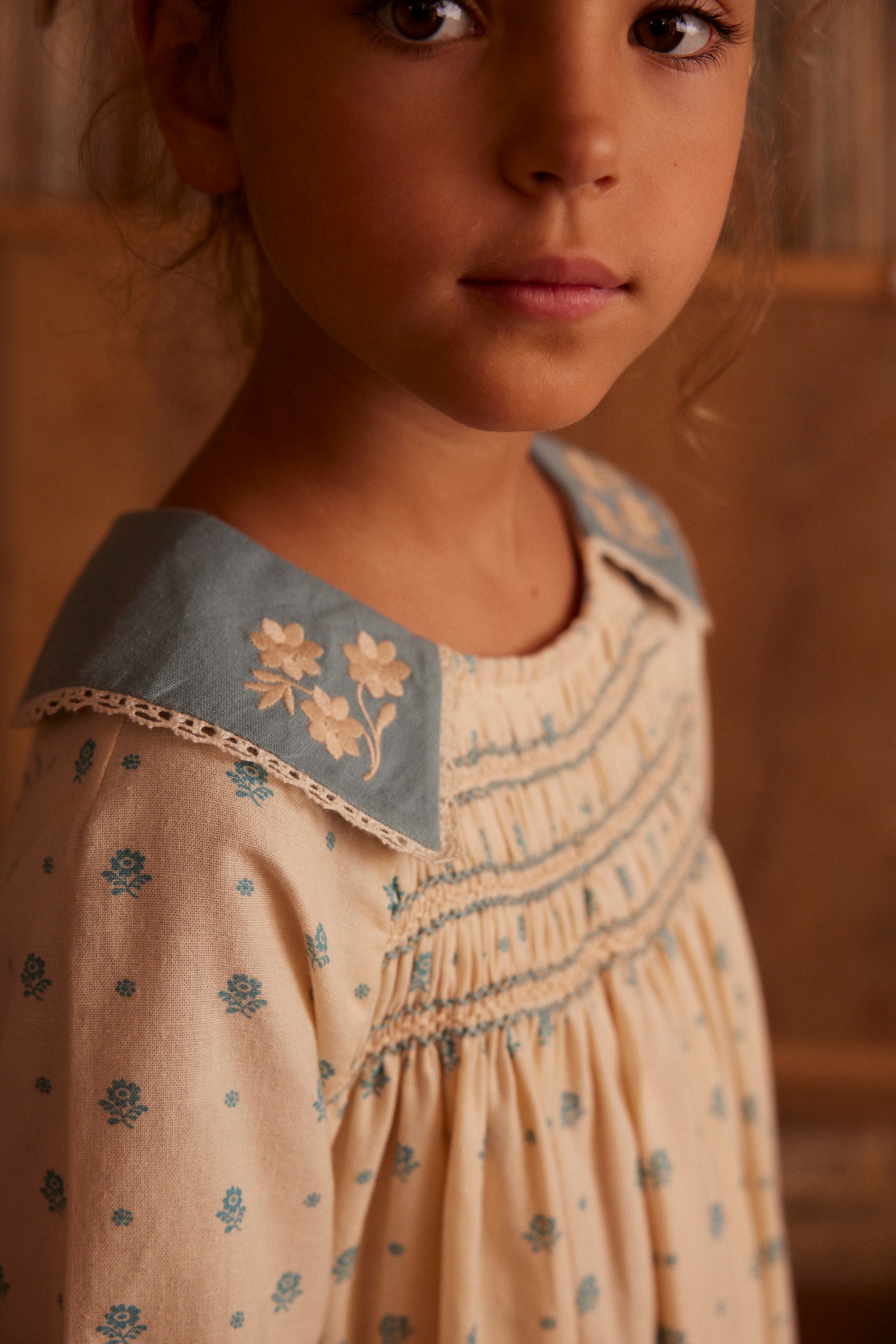 Willow Smock Shift Dress, Meadow Calico, Cashew