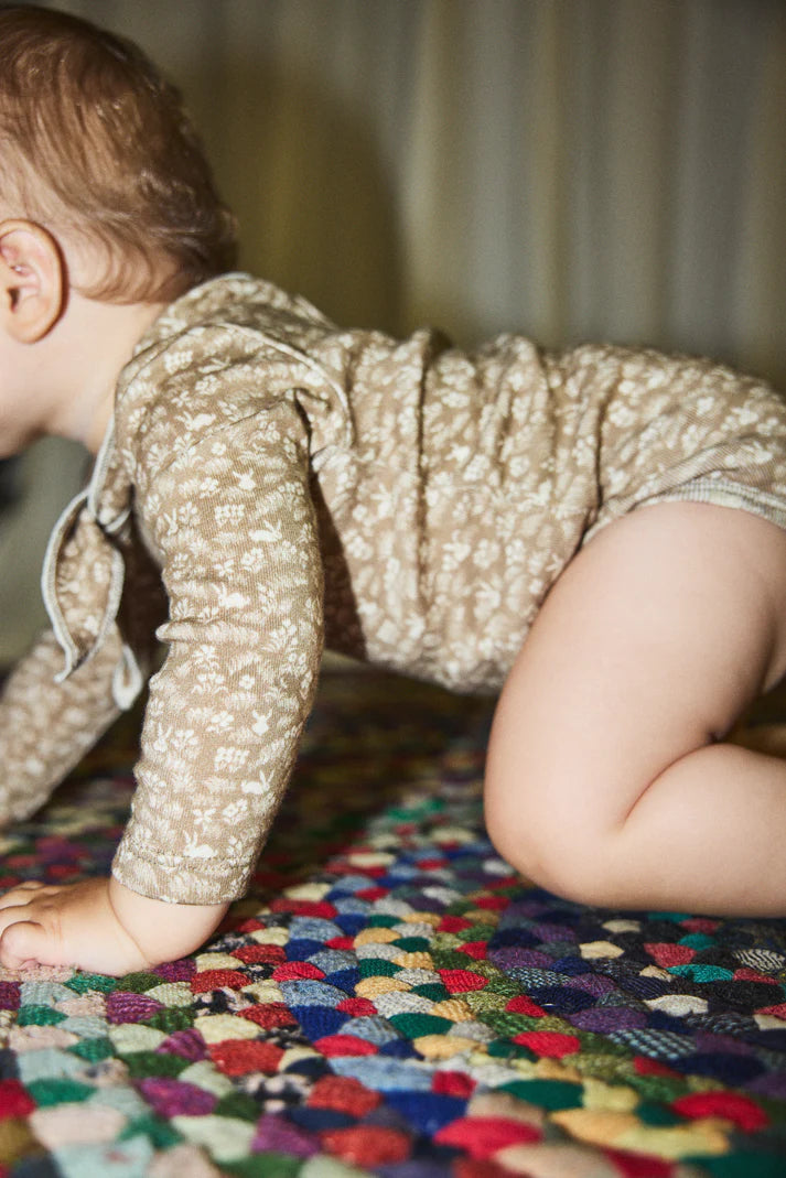 Baby Long Sleeve Scout Onesie, Kelp Bunny Meadow