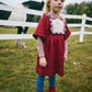 Misha & Puff, Kids Dress, Scallop Bib Dress, Berry, 100% Merino Wool