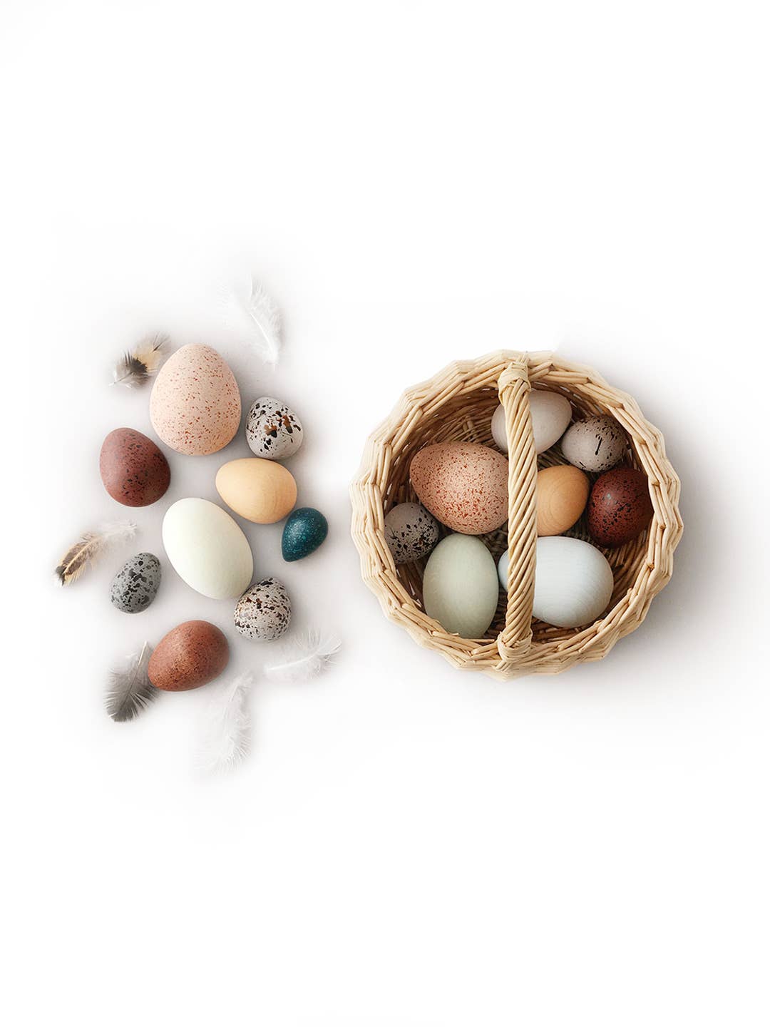 A Dozen Bird Eggs in a Basket, Wooden Play Set