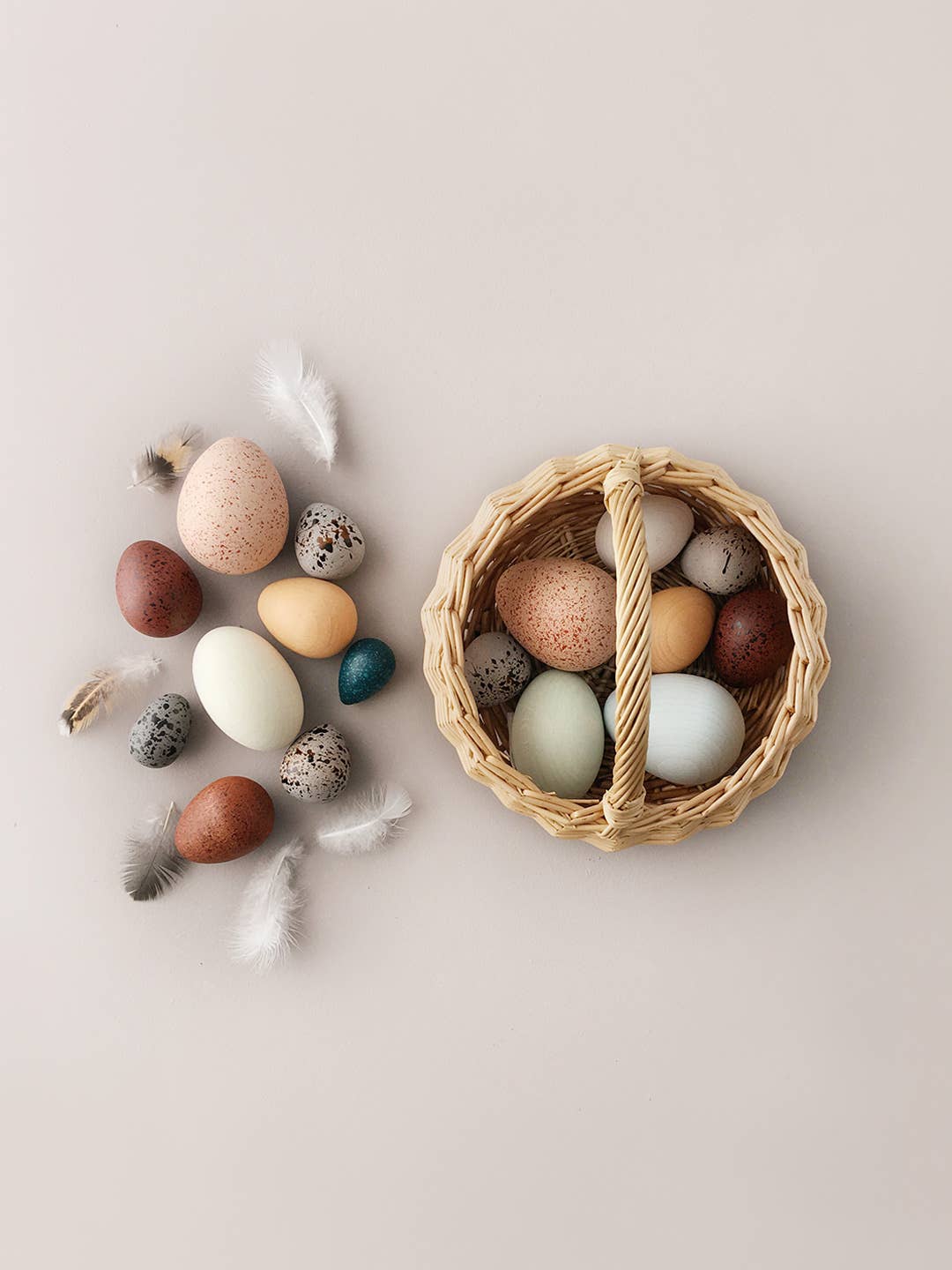 A Dozen Bird Eggs in a Basket, Wooden Play Set
