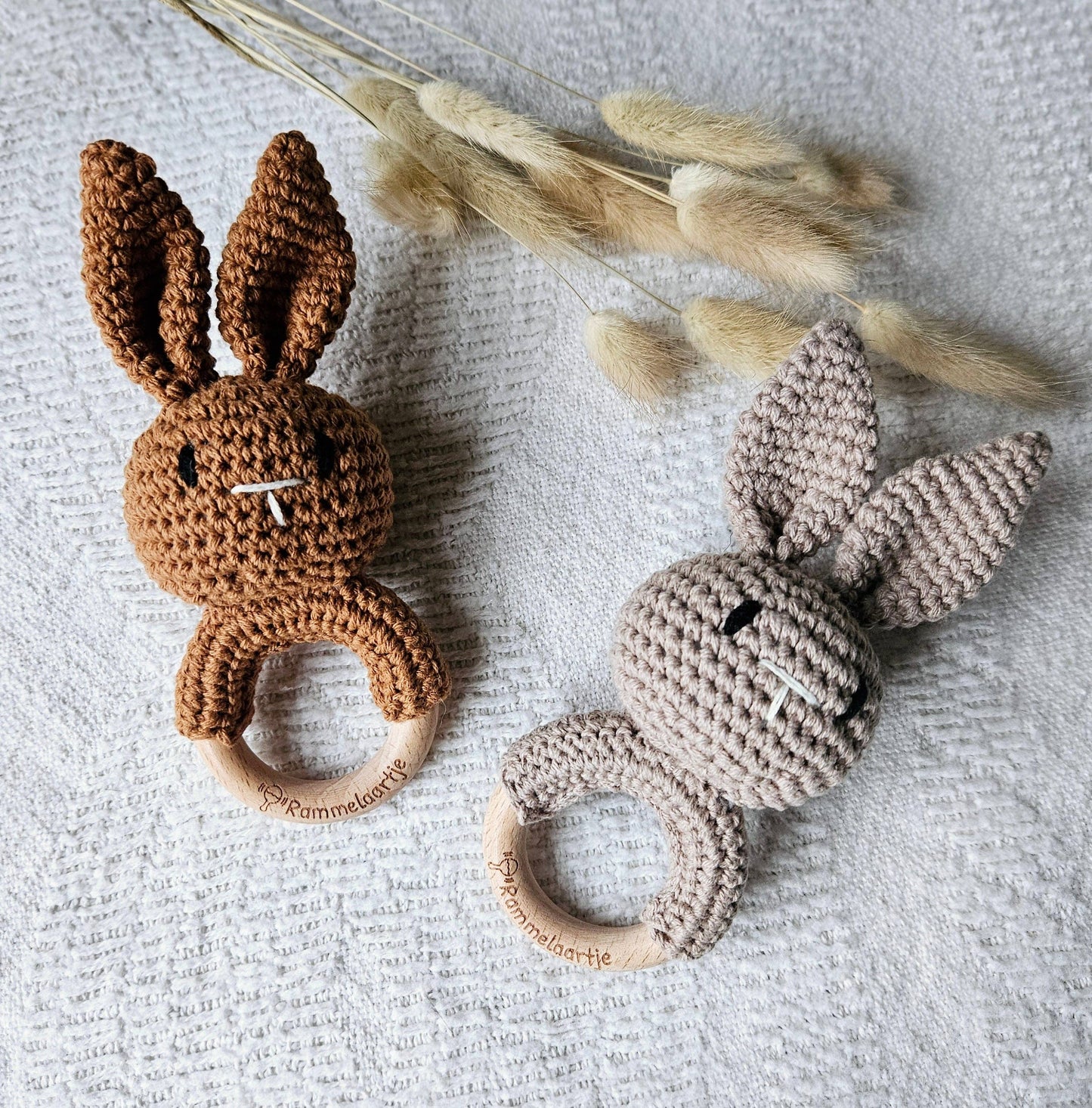 Handmade Crochet Rattle Bunny - Sand
