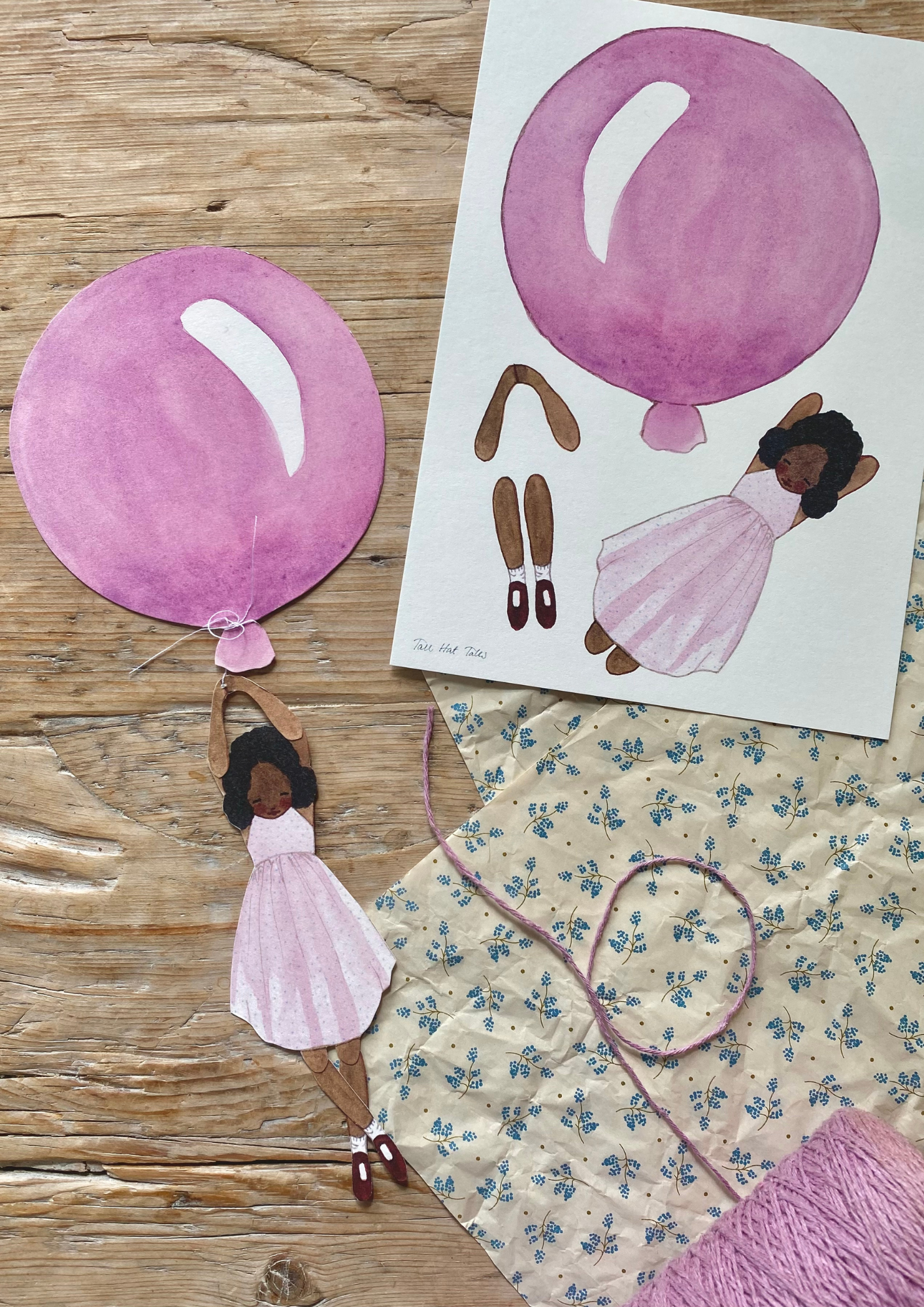 Cut-Out Balloon Girl, Mobile, Purple
