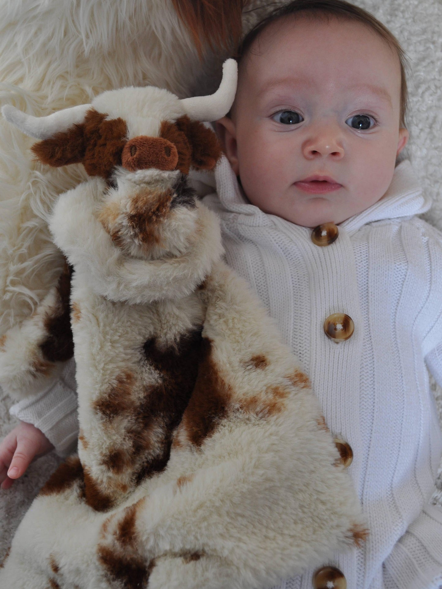 Texas Longhorn Highland Cow, Soft Toy Soother Comforter, 29cm
