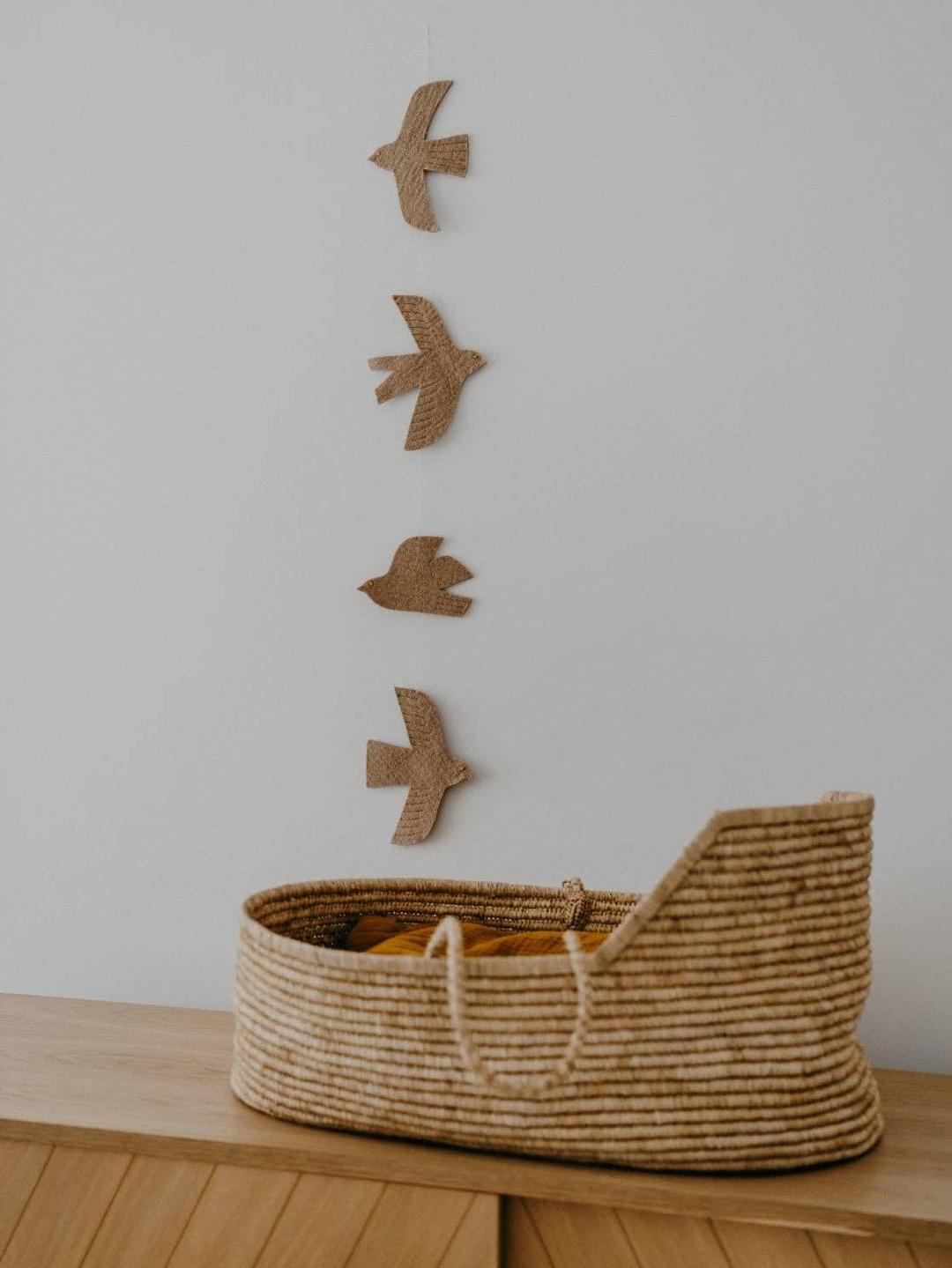Nursery Mobile, Aléa, Birds, Milk, 100% Natural Wool
