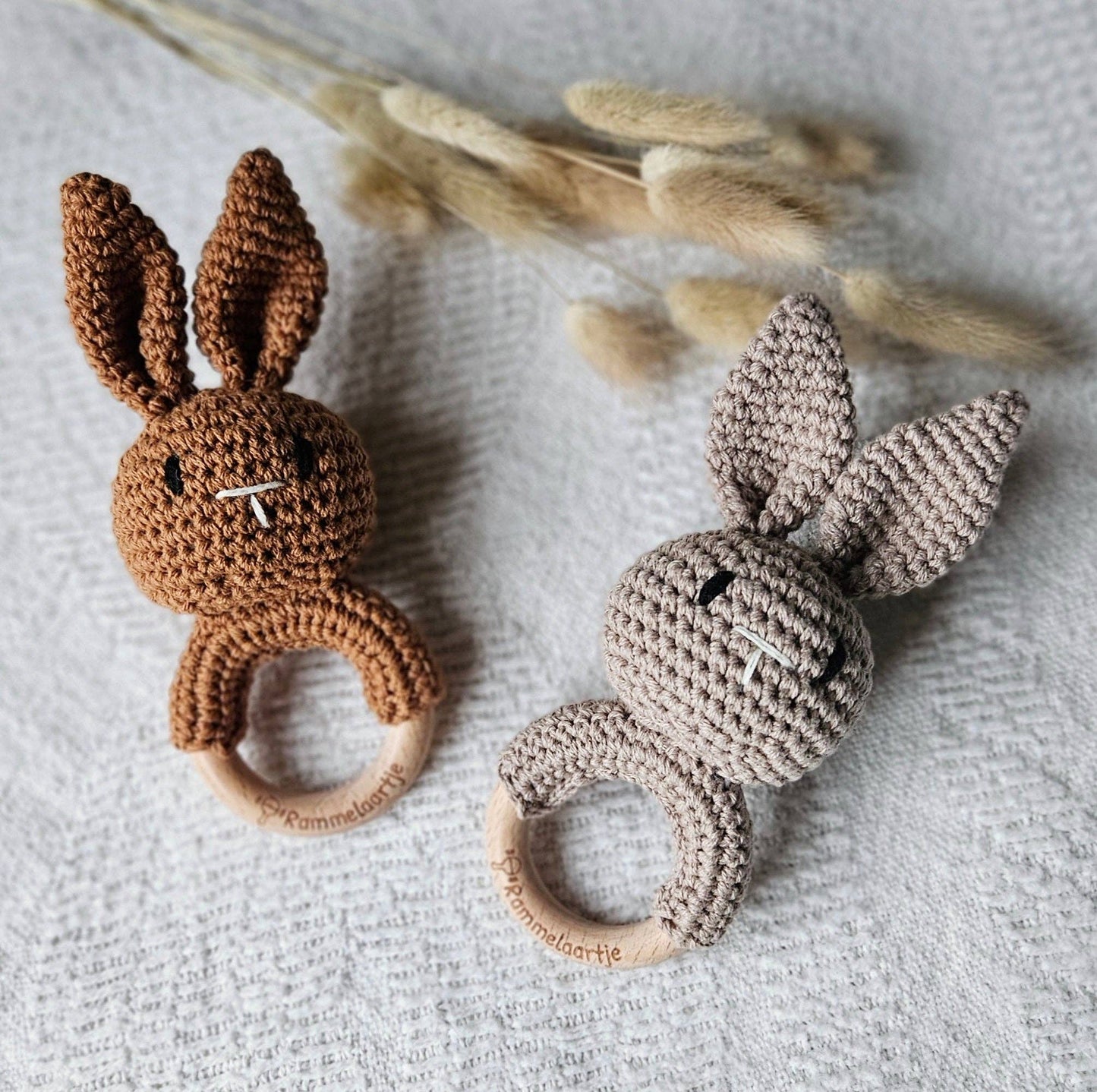 Handmade Crochet Rattle Bunny - Sand