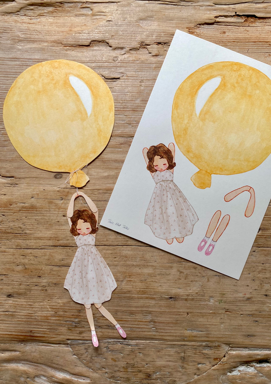 Cut-Out Balloon Girl, Mobile, Yellow