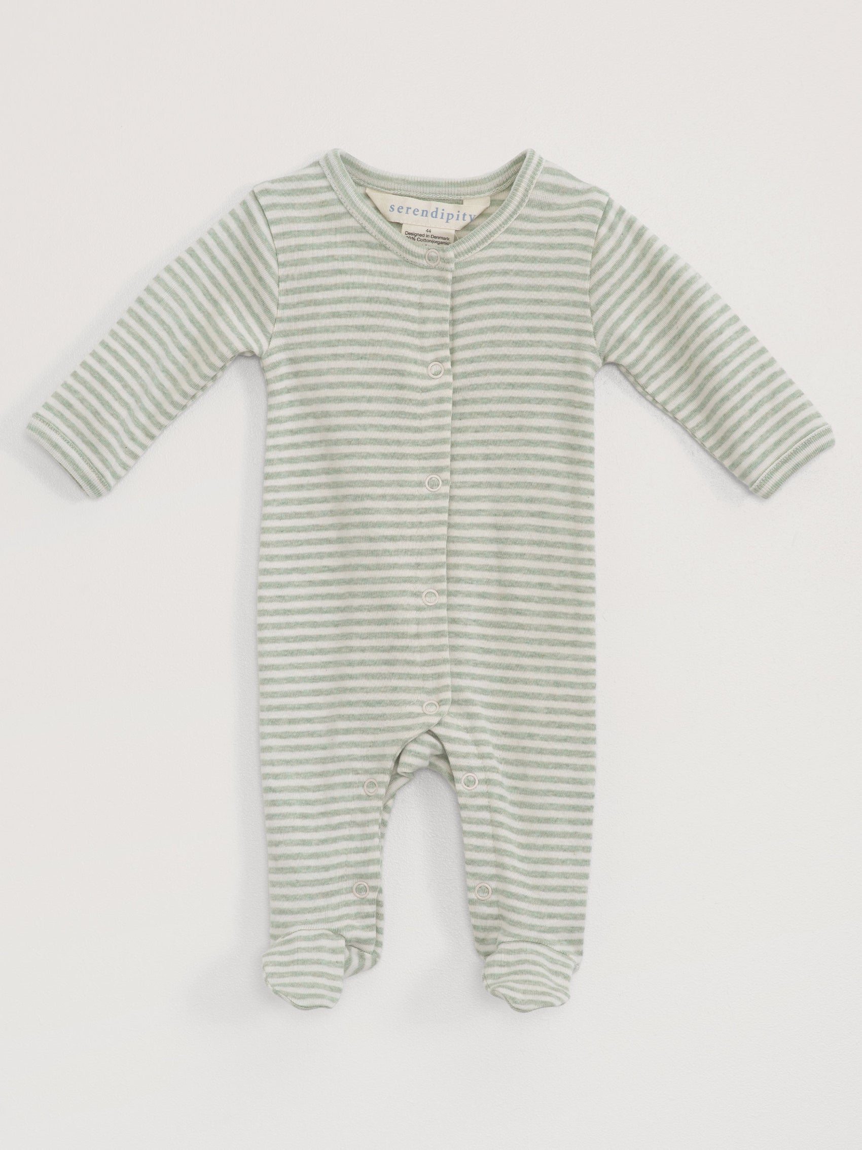 Suit With Feet Stripe, Jade & Offwhite