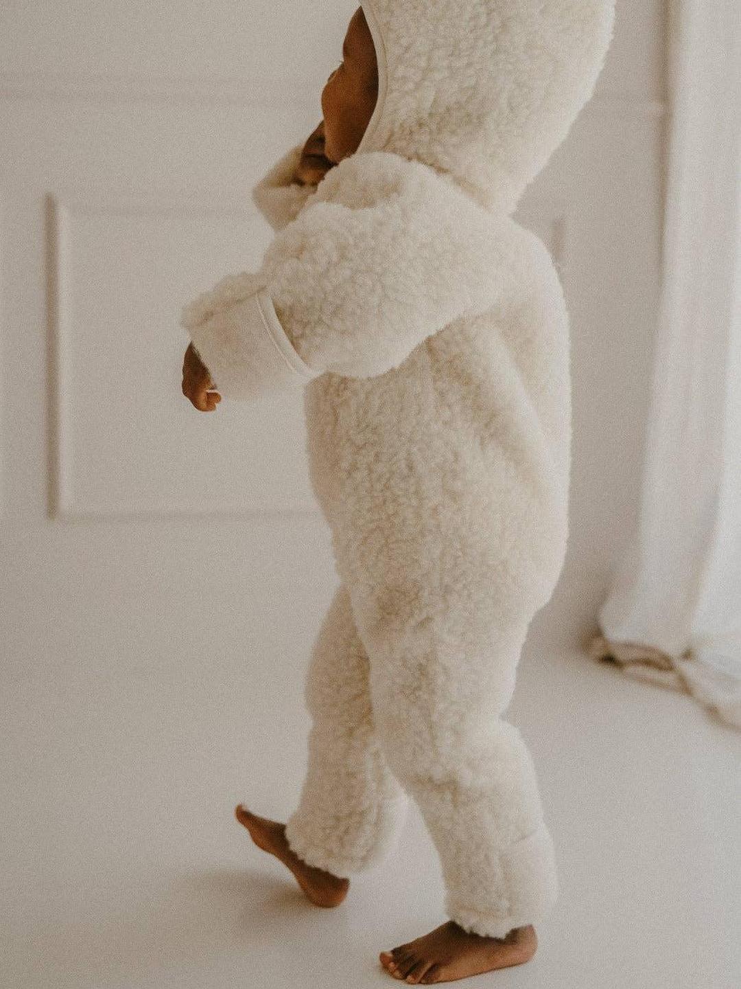 Teddy Onesie, Sand, 100% Natural Wool