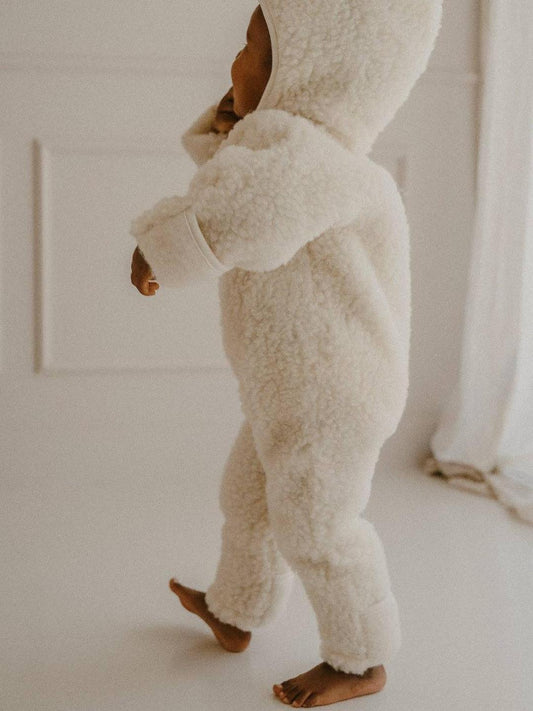 Teddy Onesie, Sand, 100% Natural Wool