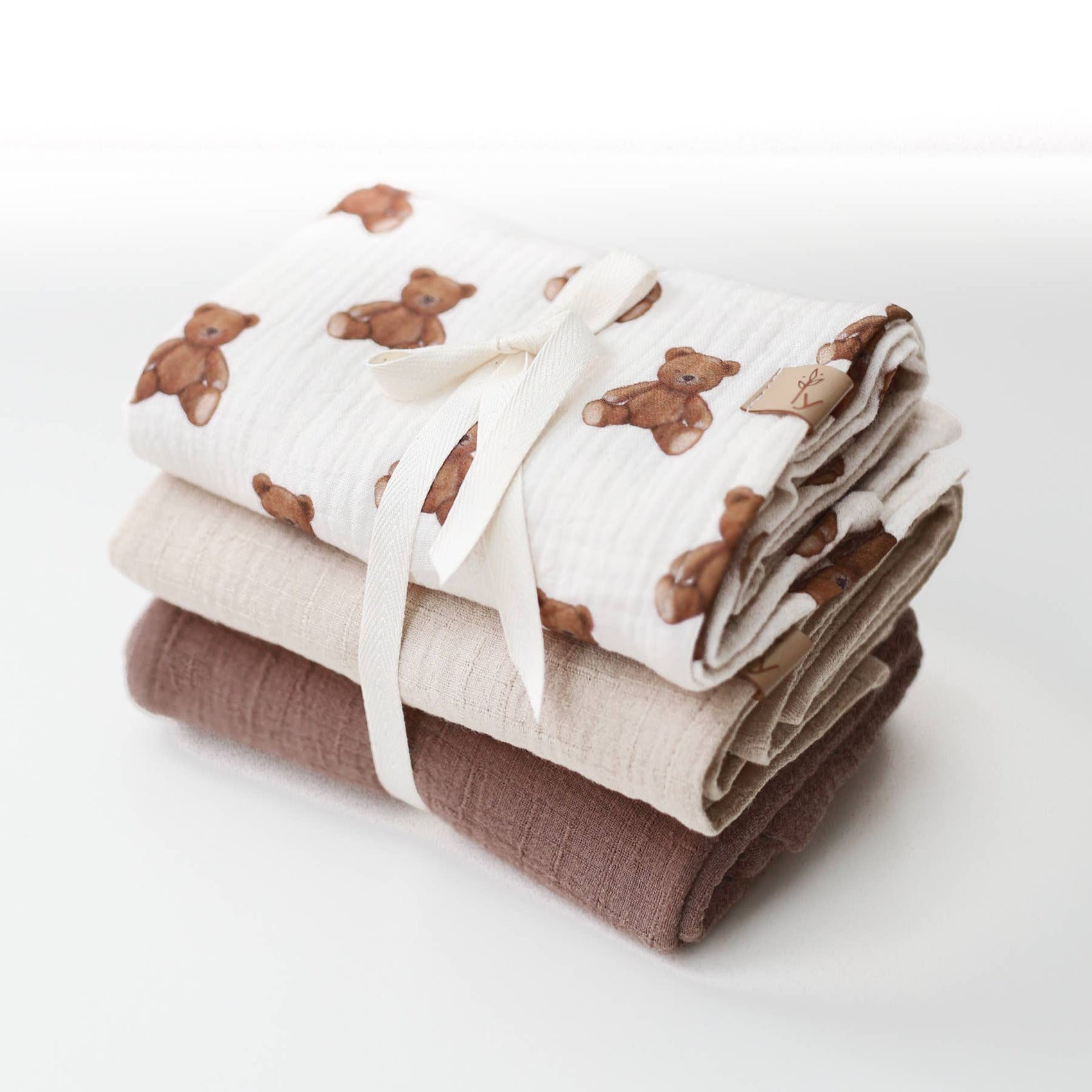 Muslin Burp Cloth Set, 3 Pack, Bear