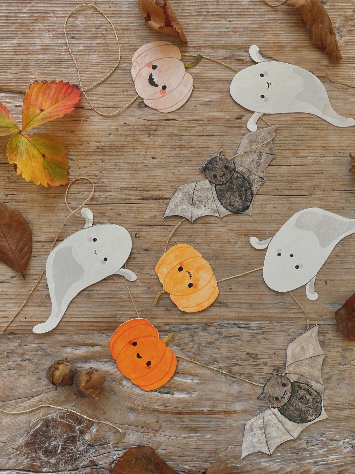 Halloween - papercutouts with bats, ghosts and pumpkins