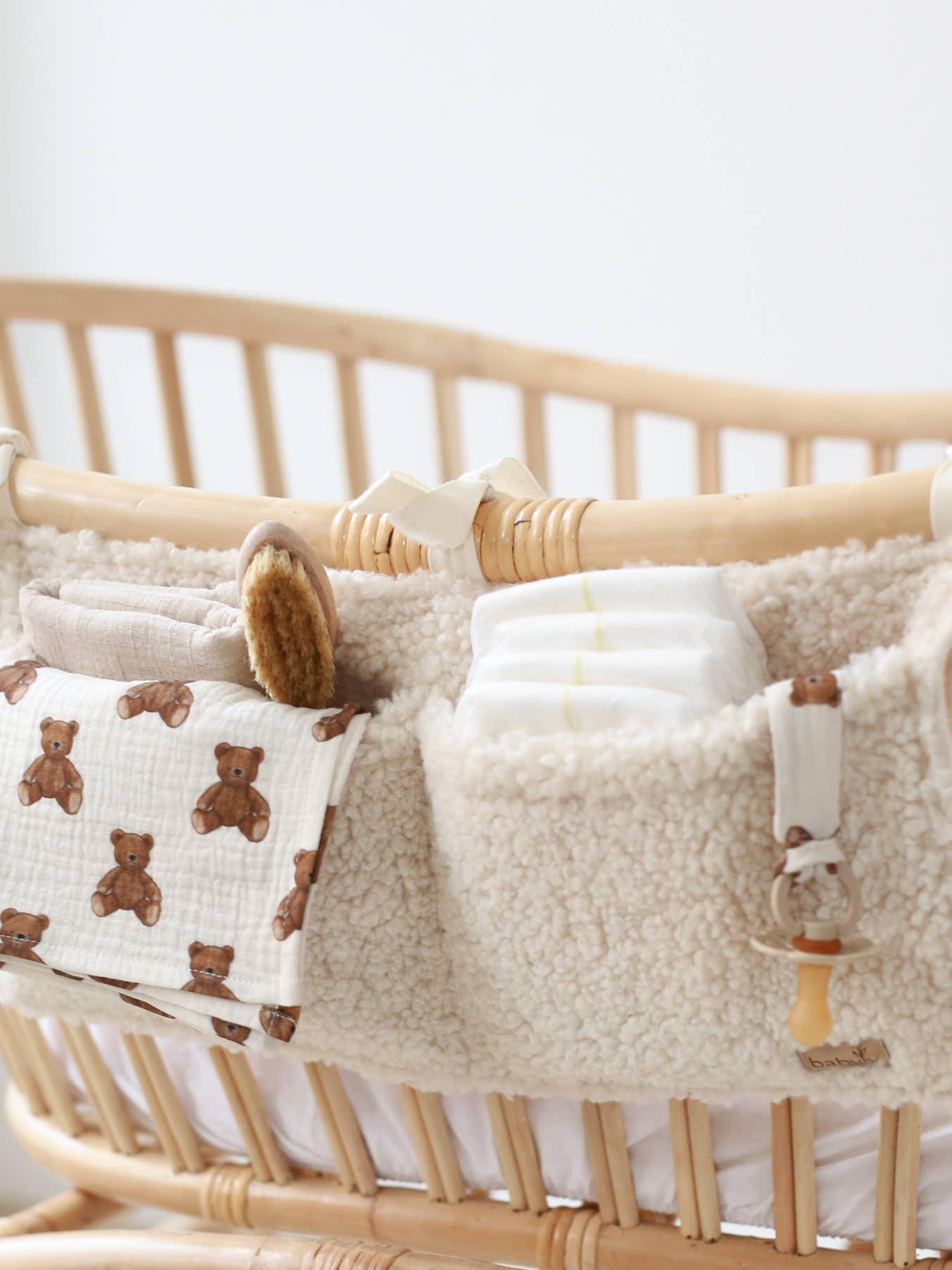 Bedside Organizer, Hanging Storage with Two Pockets, Cream or Taupe