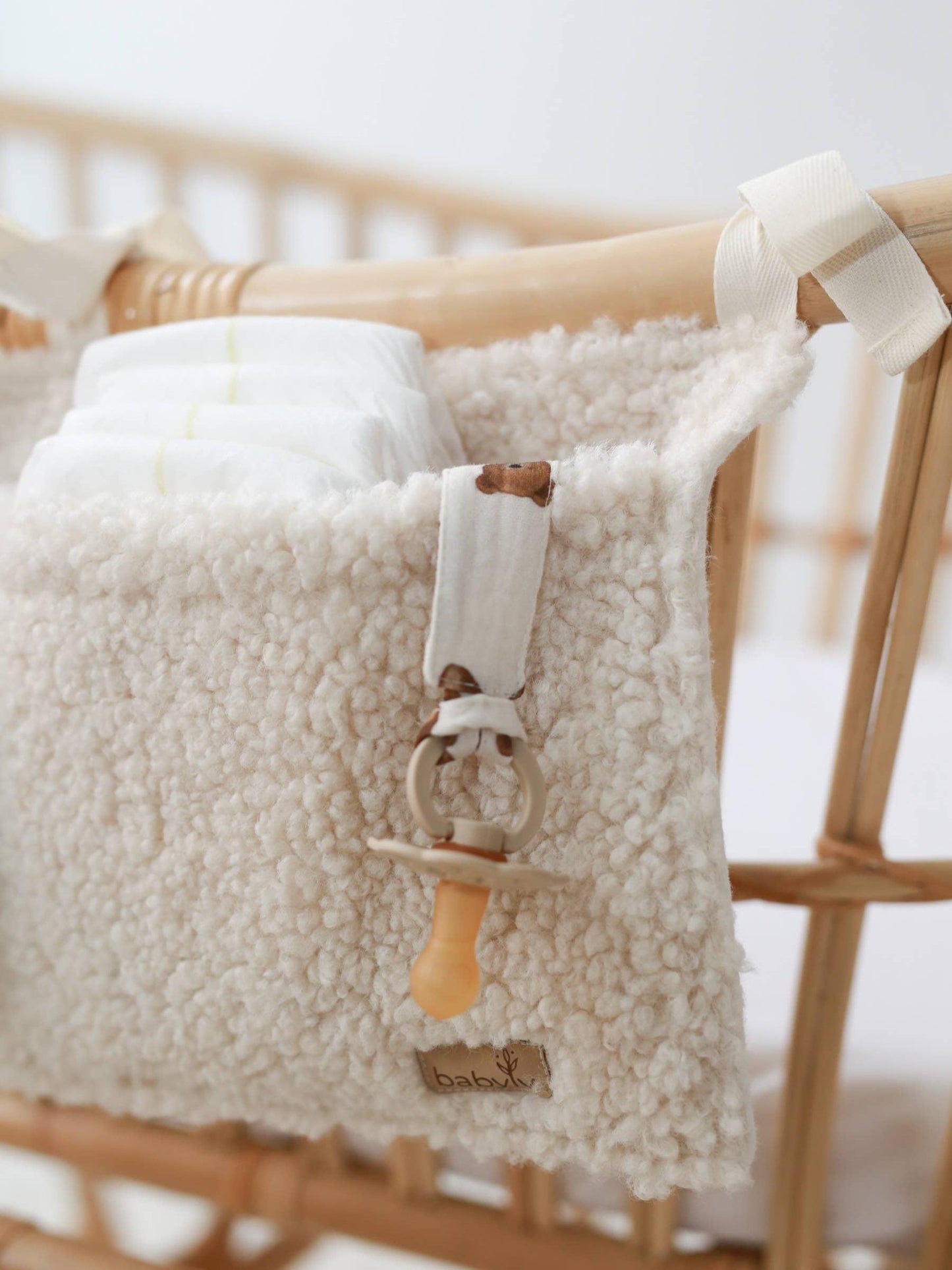 Bedside Organizer, Hanging Storage with Two Pockets, Cream or Taupe