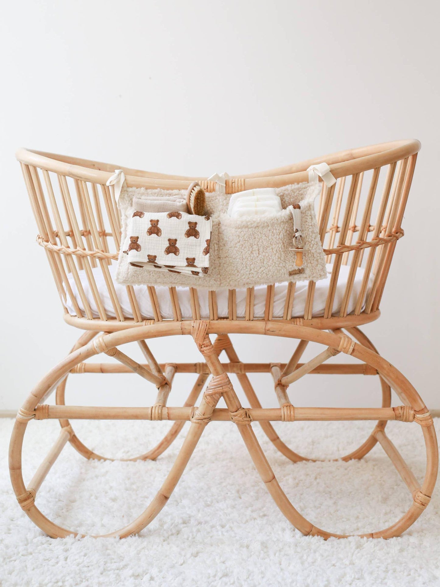 Bedside Organizer, Hanging Storage with Two Pockets, Cream or Taupe