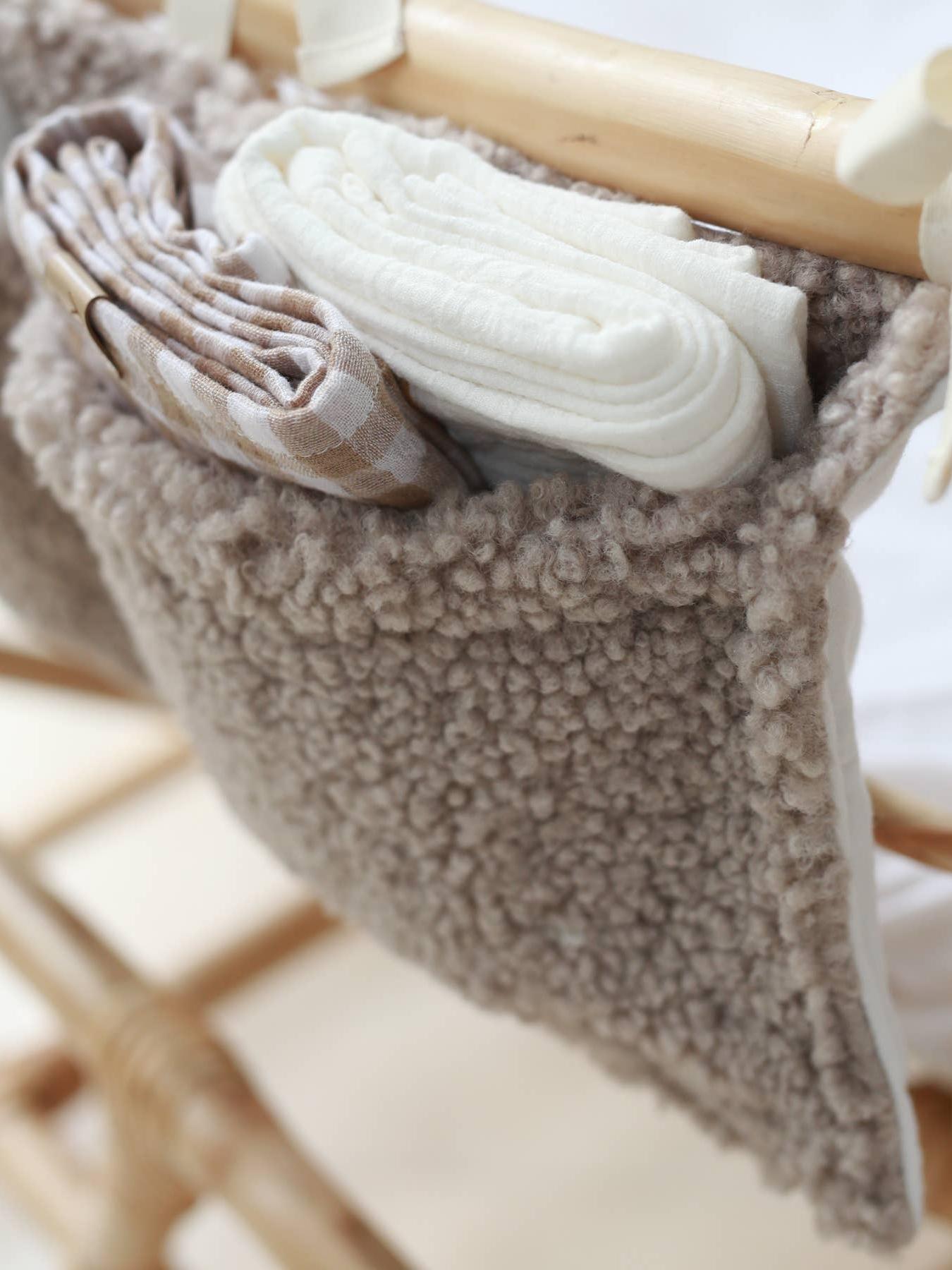 Bedside Organizer, Hanging Storage with Two Pockets, Cream or Taupe