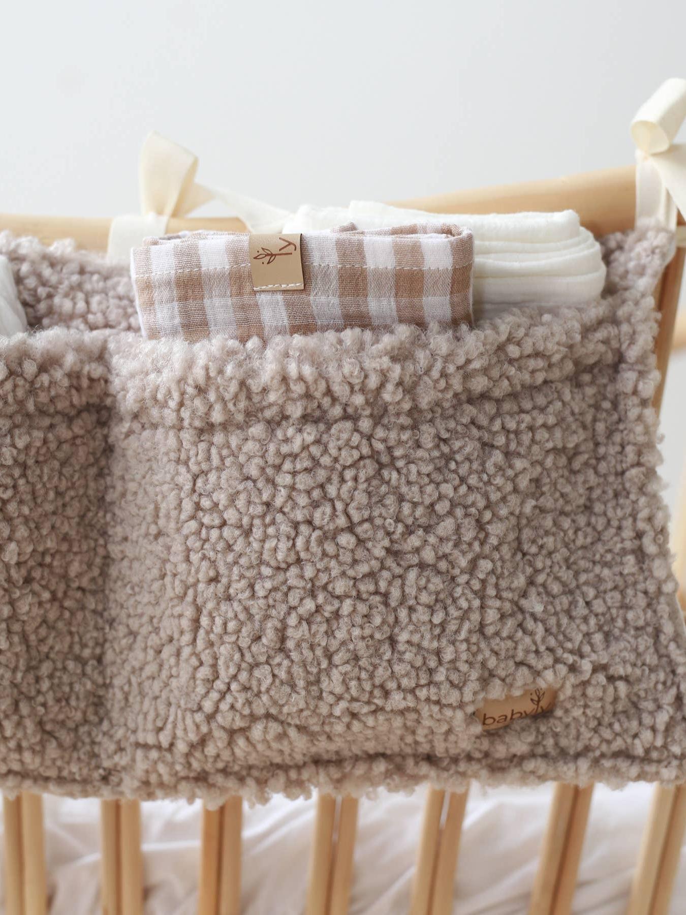 Bedside Organizer, Hanging Storage with Two Pockets, Cream or Taupe