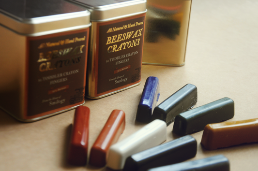 Natural Toddler Beeswax Finger Crayons in Tin, Set of 10
