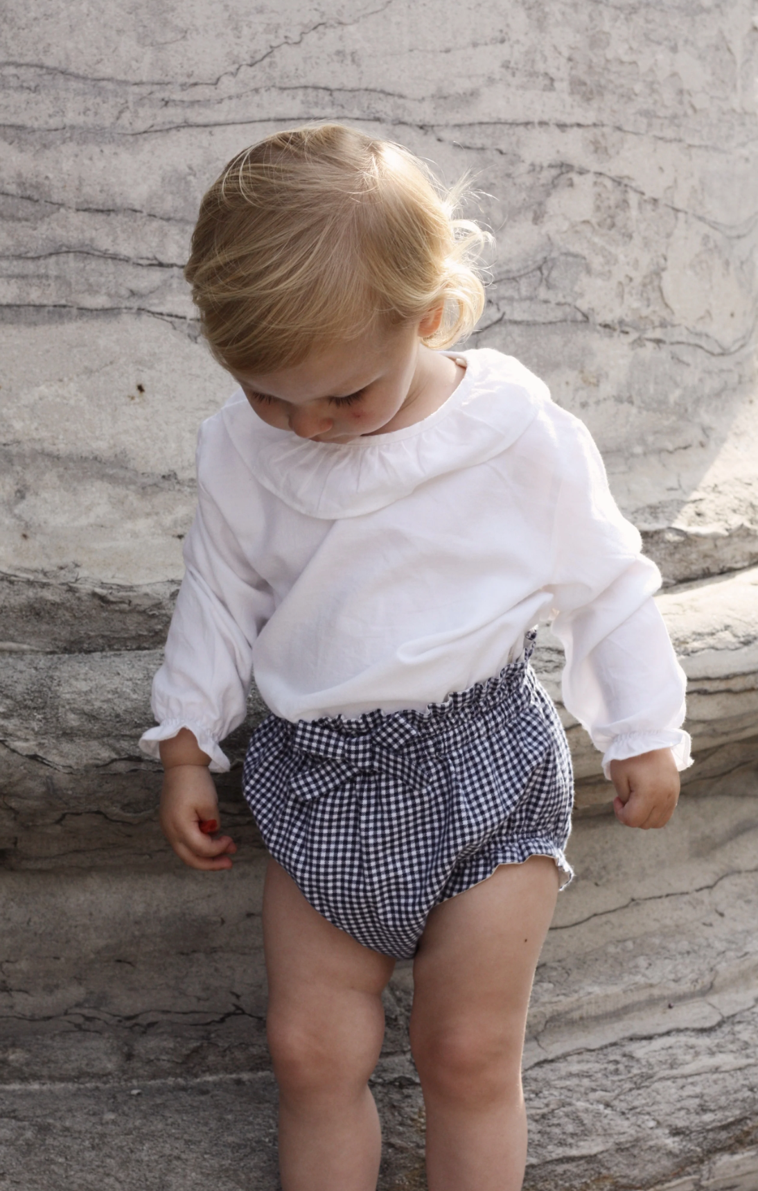 Bloomer with Bow, Snow white and Navy blue