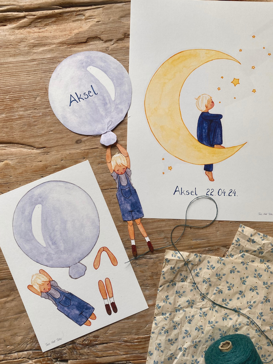 Boy in Balloon Cut-Out, Blue