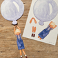 Boy in Balloon Cut-Out, Blue