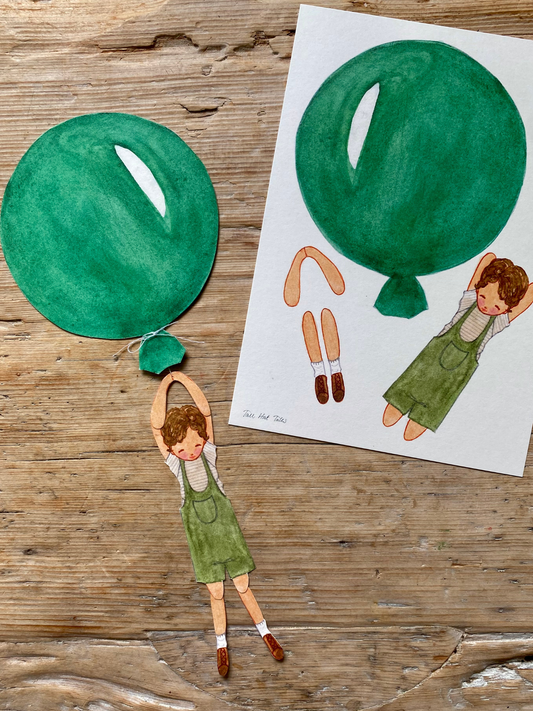 Boy in Balloon Cut-Out, Green
