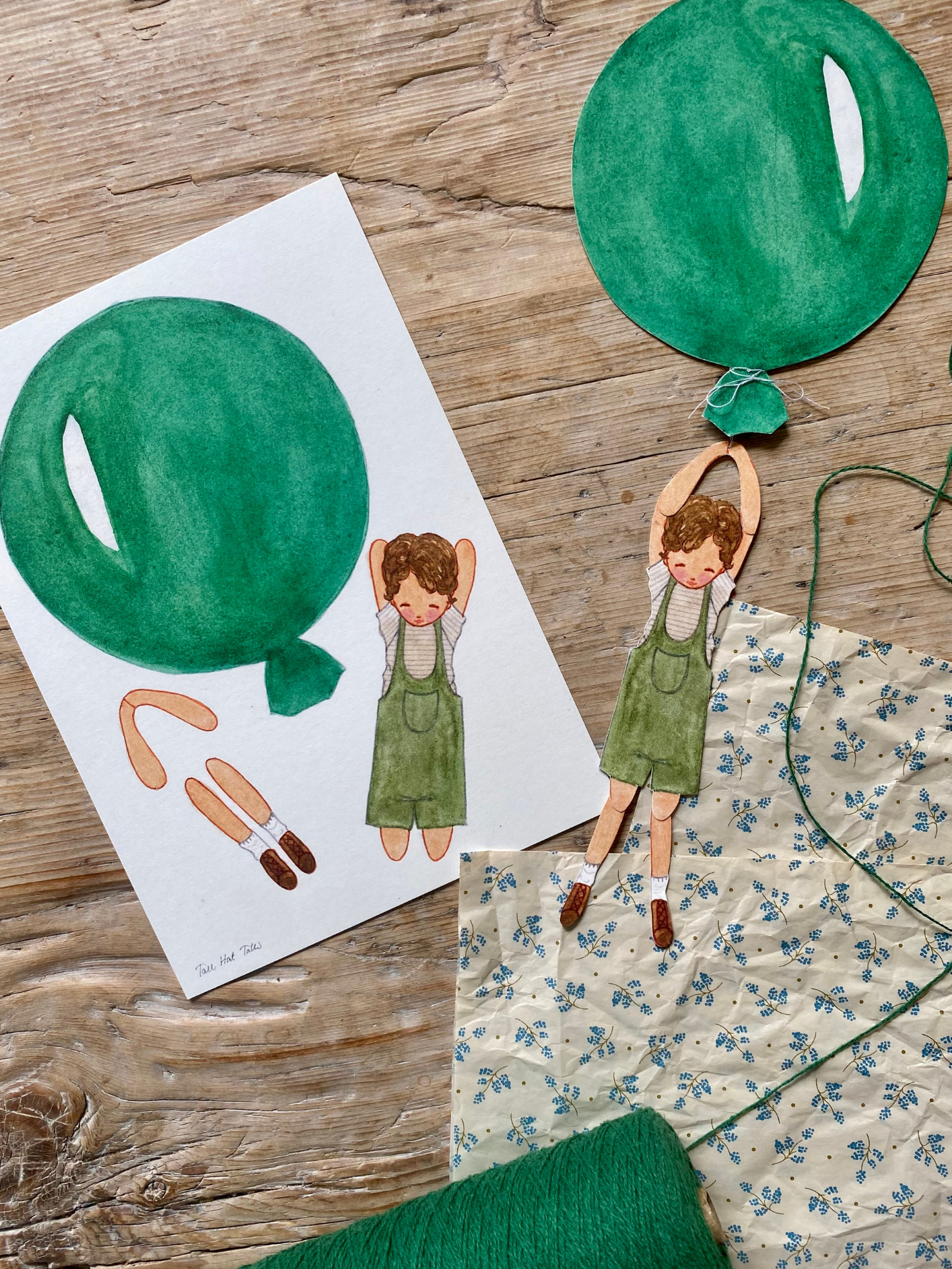 Boy in Balloon Cut-Out, Green