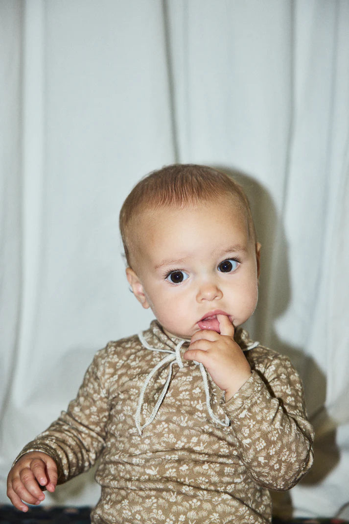 Baby Long Sleeve Scout Onesie, Kelp Bunny Meadow
