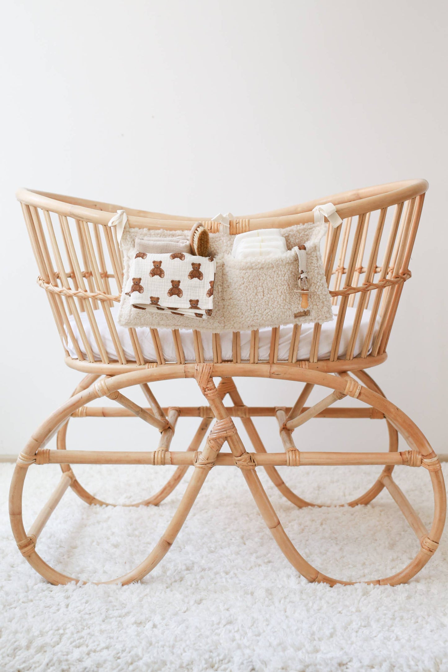 Bedside Organizer, Hanging Storage with Two Pockets, Cream or Taupe
