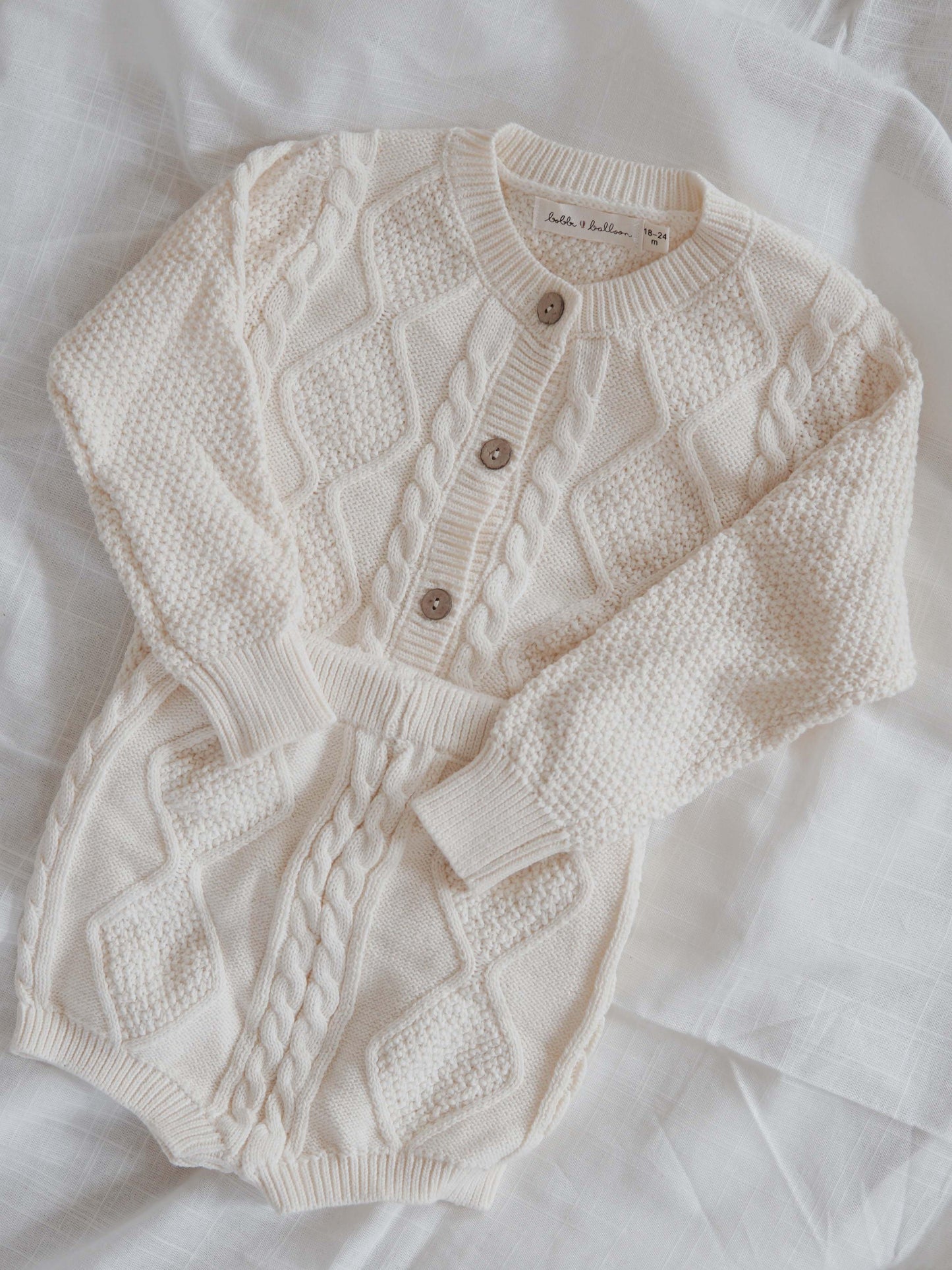 Cardigan & Shorts Set, Buttercream