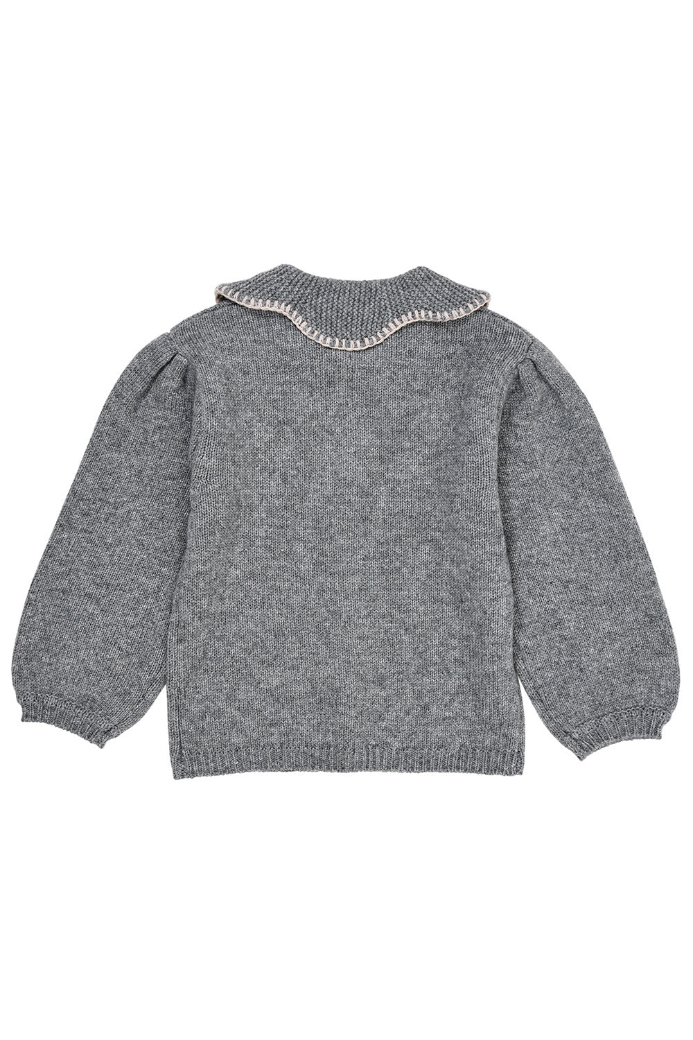Cashmere Cardigan w. collar, Grey melange