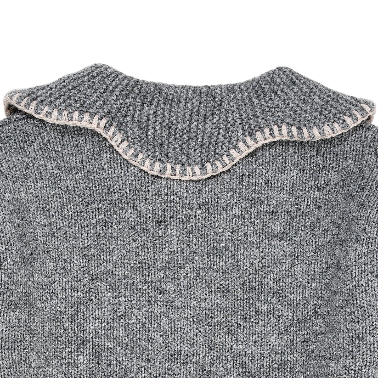Cashmere Cardigan w. collar, Grey melange