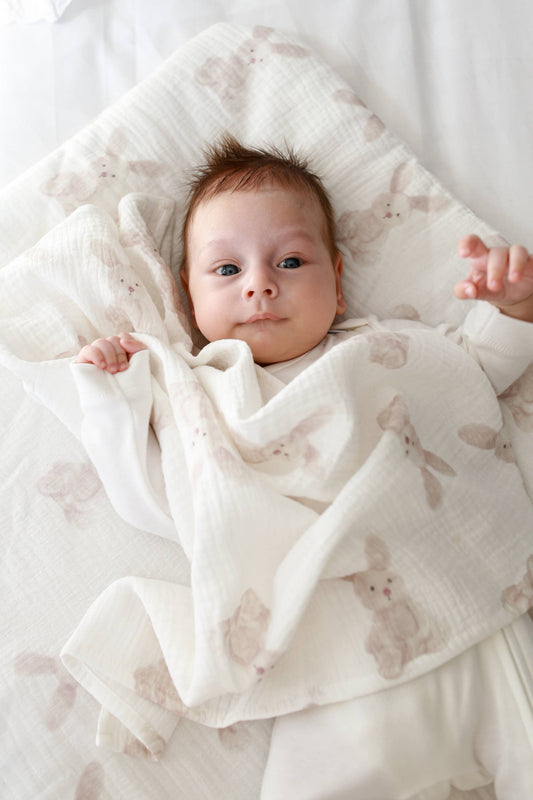 Muslin Burp Cloth Set, 3 Pack, Bunny Print