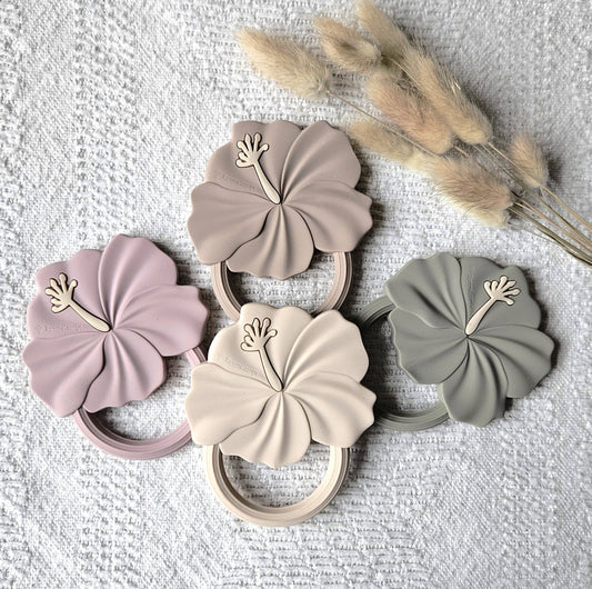 Hibiscus Silicone Teether - Beige
