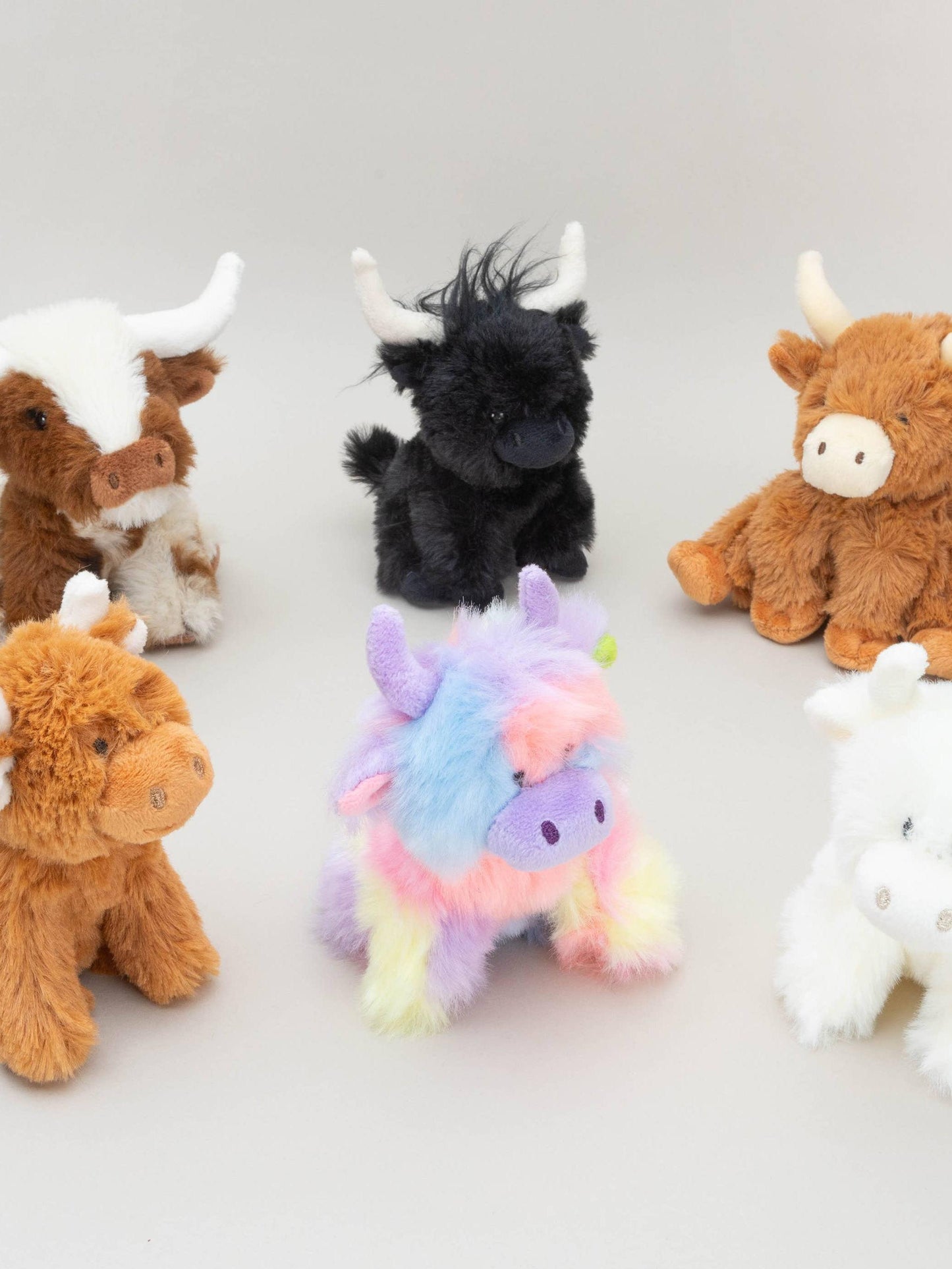Texas Longhorn Highland Cream Brown Mini Soft Toy Cow, 11cm