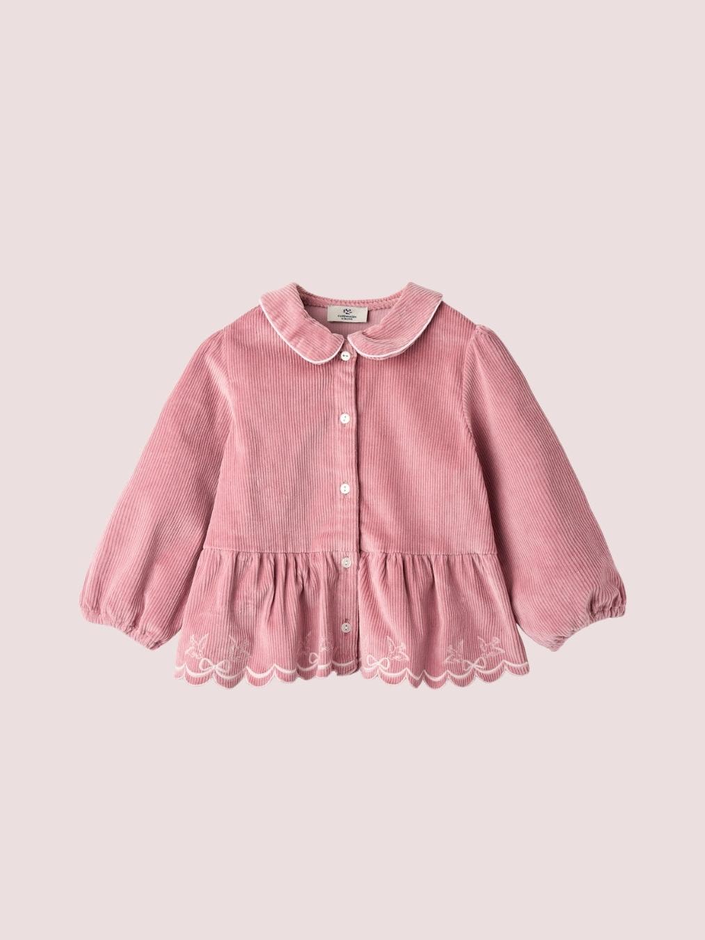 Corduroy Blouse with Embroidery, Rose