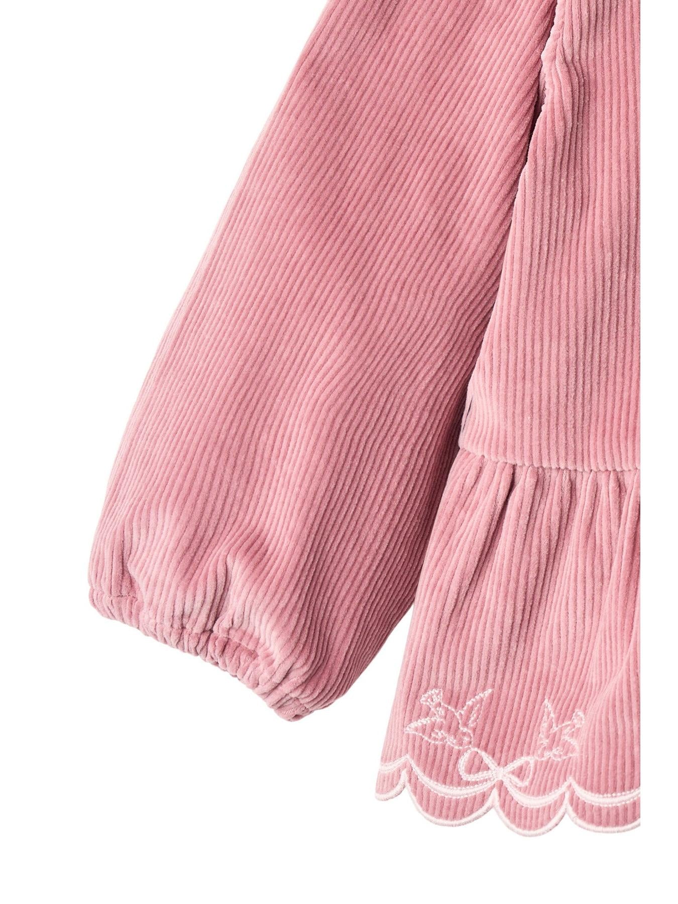 Corduroy Blouse with Embroidery, Rose
